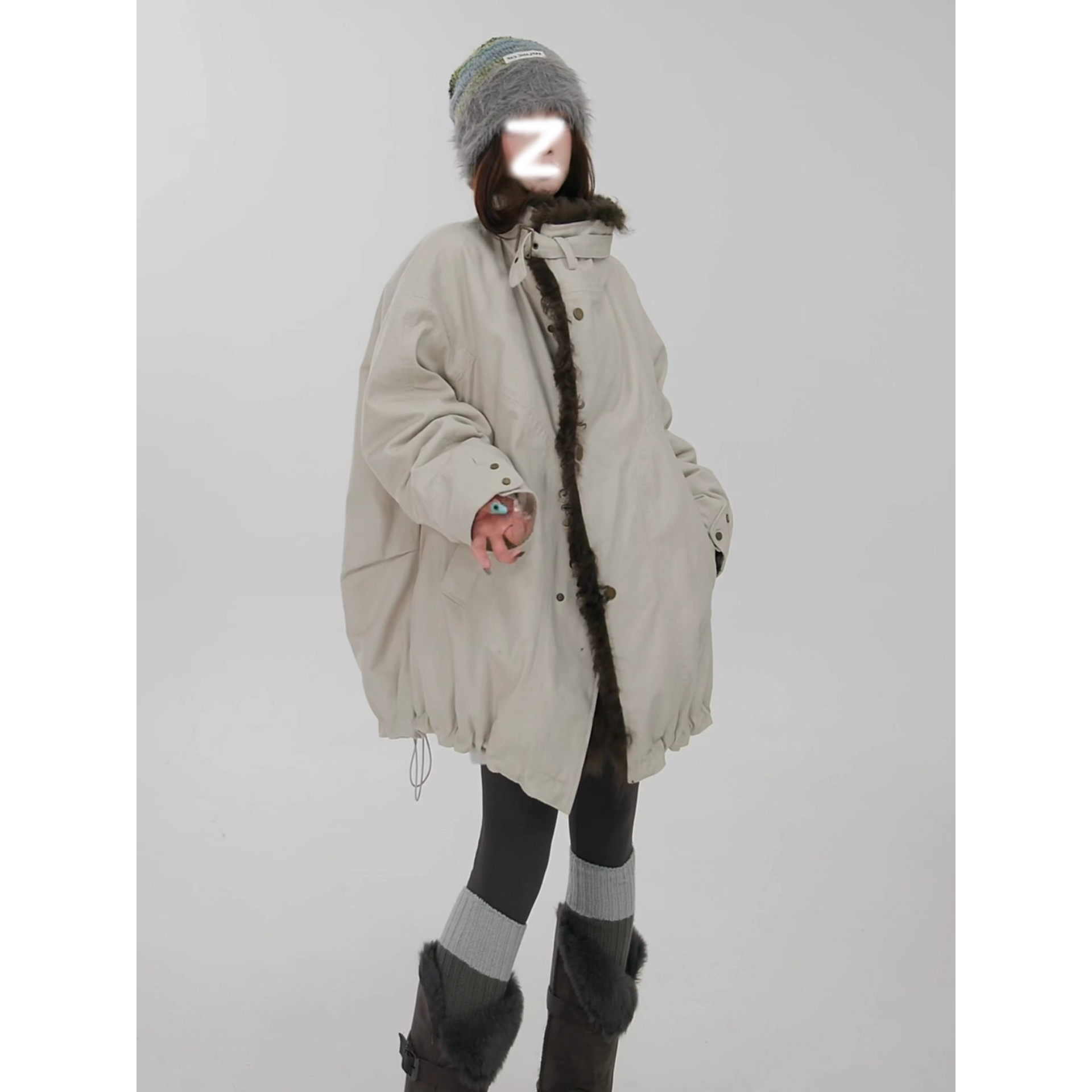 高品质2025新款冬季大毛领派克服短款小个子工装夹克棉服棉衣外套