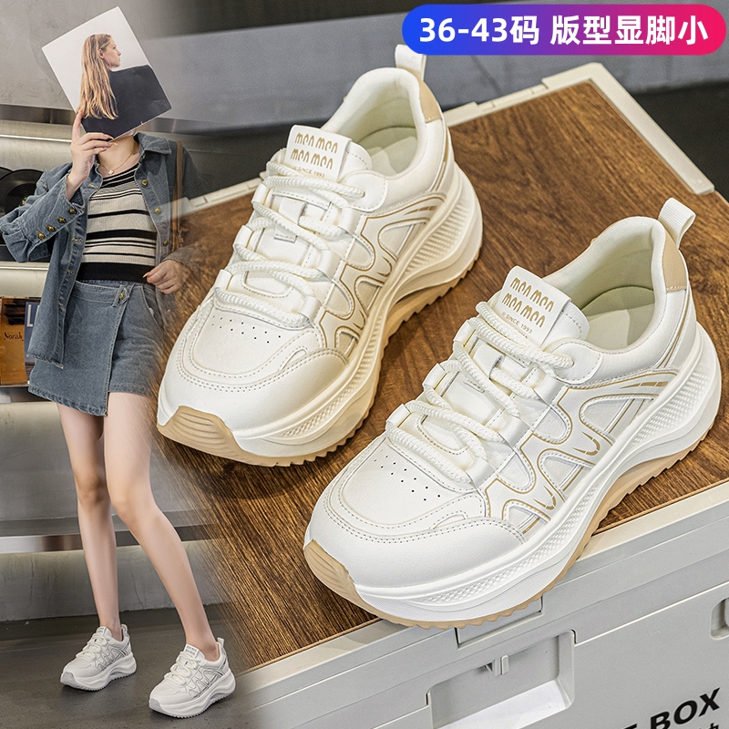 大码女鞋41一43厚底老爹鞋女2025春秋新款百搭轻便透气休闲运动鞋