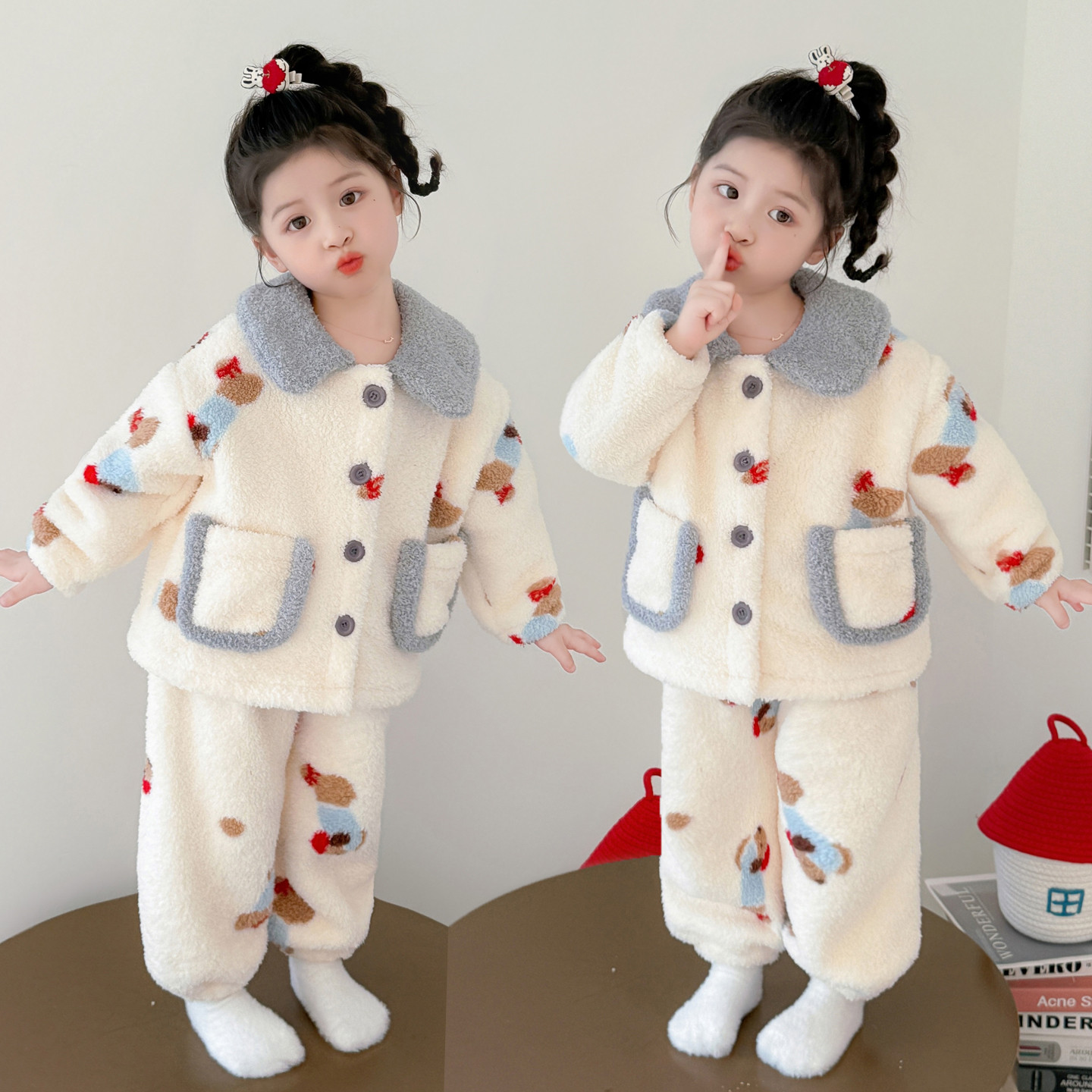 2025新款女童睡衣冬款珊瑚绒加厚秋季儿童法兰绒中大童女孩家居服