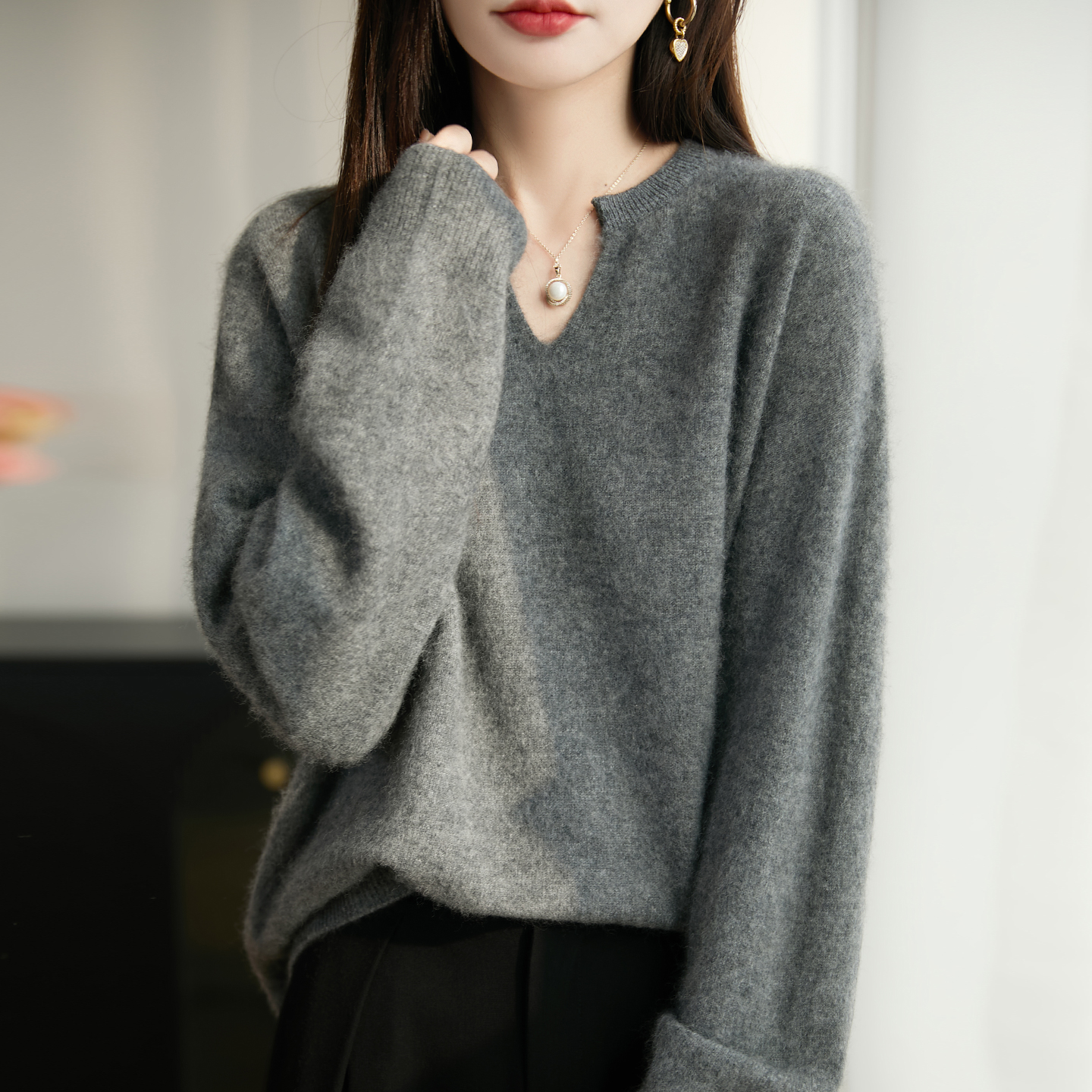 100纯羊毛衫胖mm秋冬特大码女士毛衣高级感内搭可外穿针织打底衫