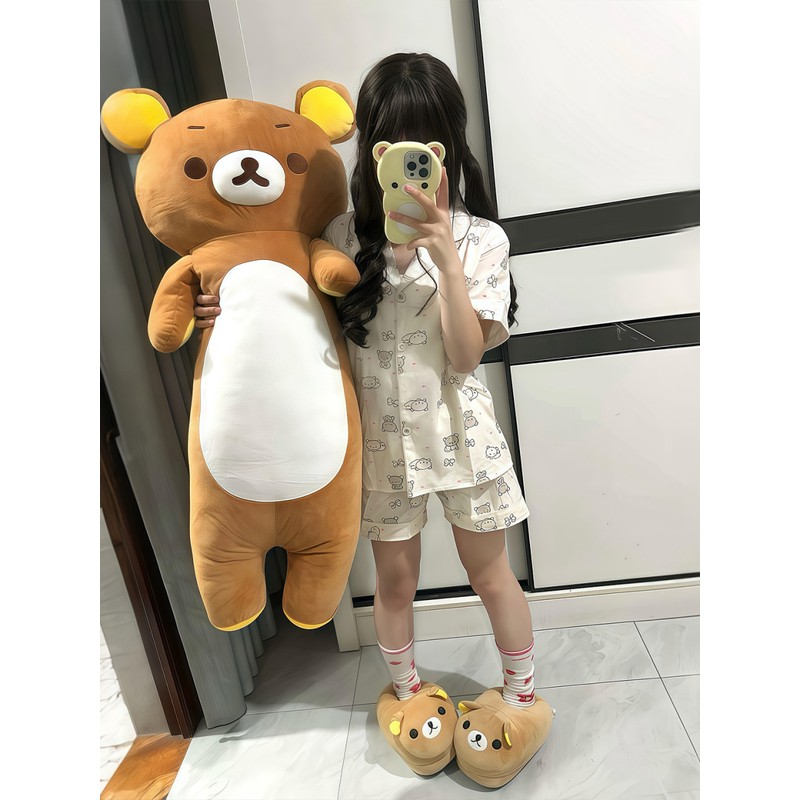 轻松熊玩偶长条抱枕哥熊熊妹可爱床上睡觉抱枕七夕生日礼物公仔