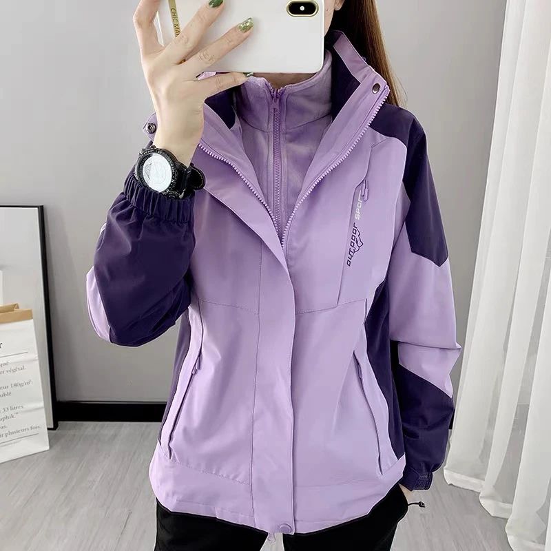 冬季加绒加厚户外冲锋衣男女三合一两件套防风防水外套保暖冲锋衣