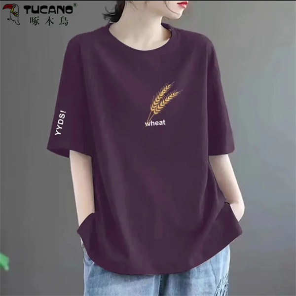 【啄木鳥】高品质纯棉新款印花短袖T恤上衣百搭显瘦打底衫短袖T恤