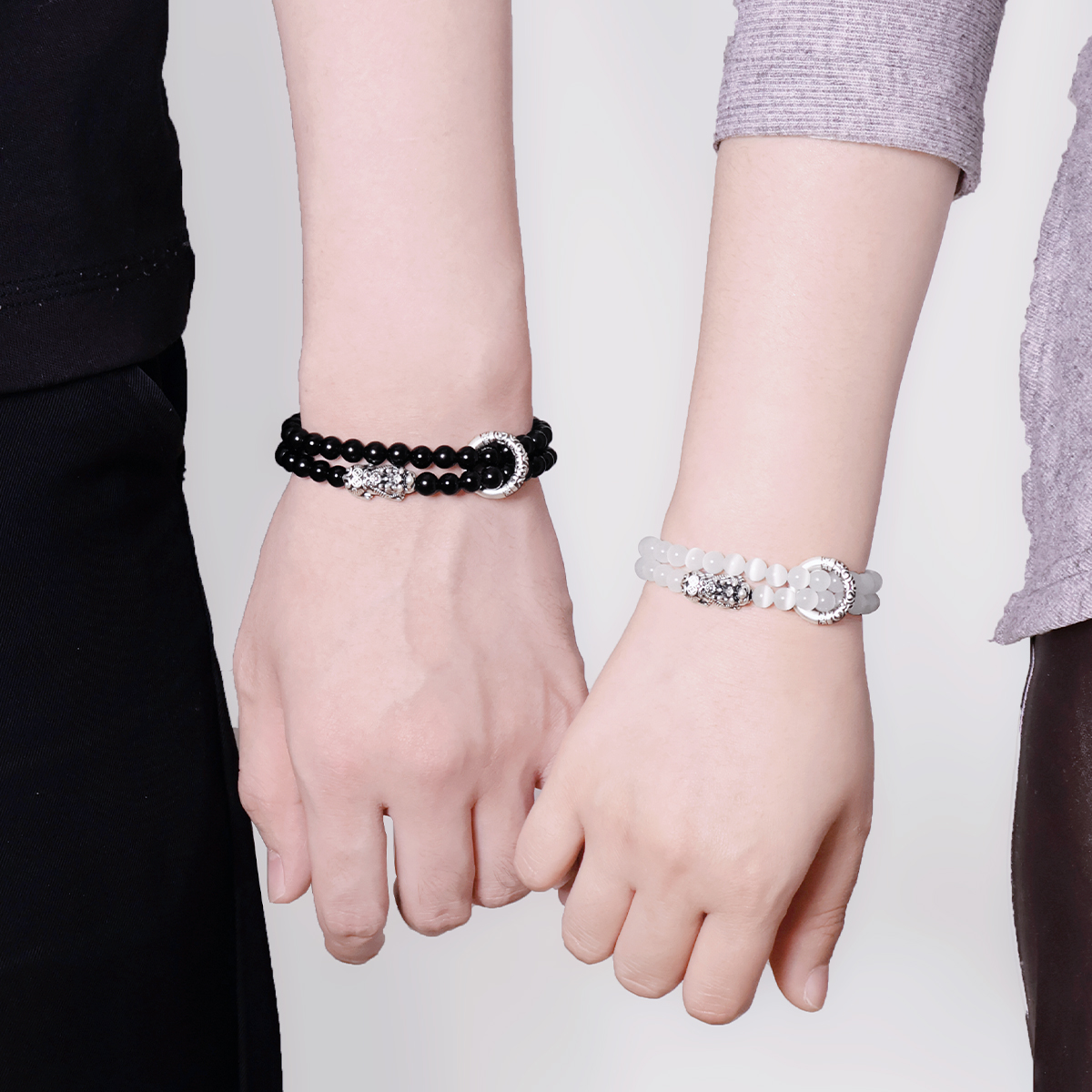 足银手链 999貔貅情侣一对高级串珠手串圣诞定情信物礼物送男女友