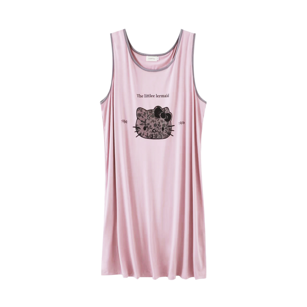 夏季新款可爱小猫咪甜美宽松莫代尔无袖背心可外穿休闲家居服睡裙