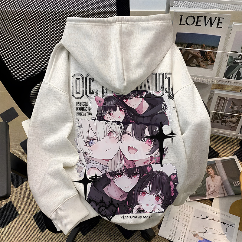 重磅500克加绒加厚连帽卫衣宽松双层帽韩系二次元秋冬季推荐男装R