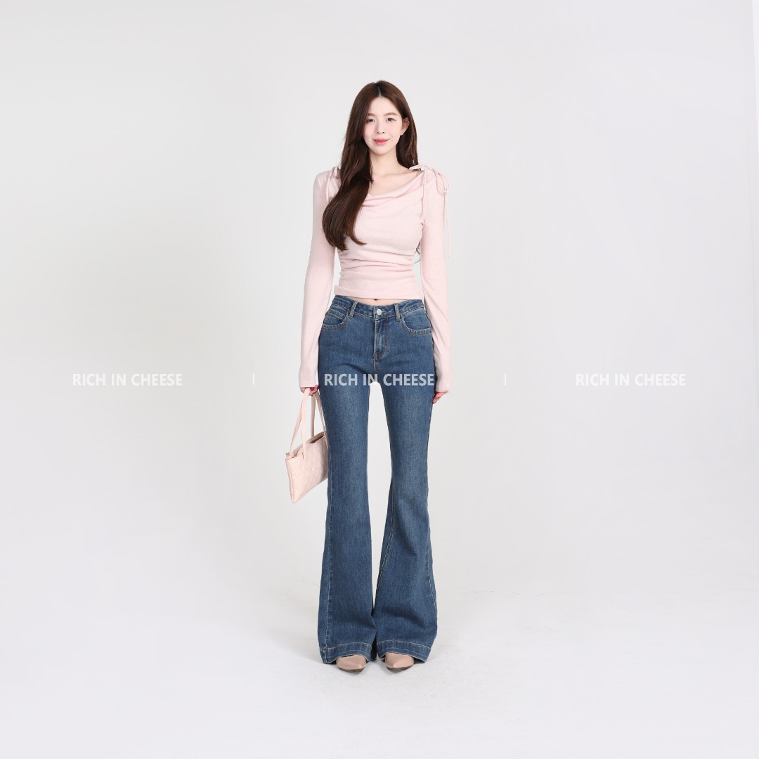 RICHINCHEESE 长腿喇叭裤 秋季修身牛仔喇叭裤时尚休闲女士微喇