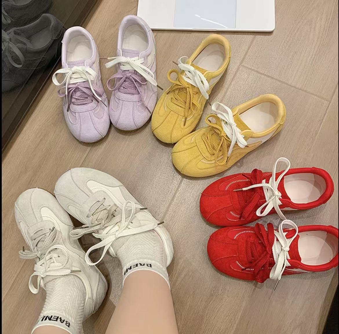 【冰丝防晒真皮德训鞋】轻量软底个性拼色潮范拉满明星同款百搭鞋子