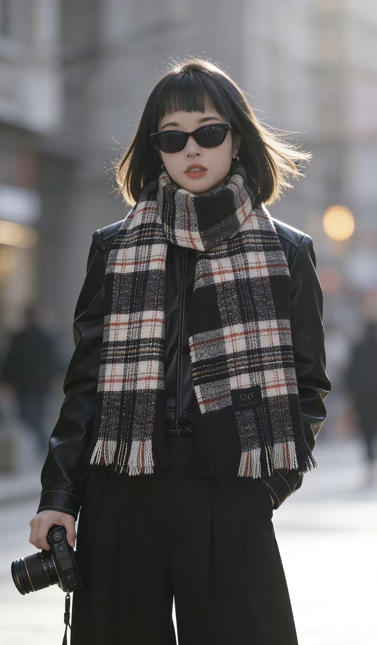 法式保暖女成人通用厚款格子围巾时尚双面秋冬季