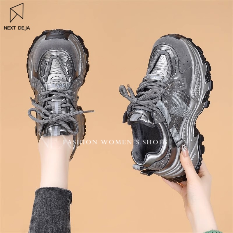 老爹鞋女款2025新款春秋款百搭增高厚底显脚小洋气鞋子女款秋冬