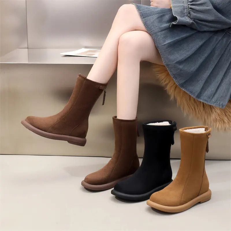 平底加厚保暖中筒雪地靴女2025冬季新款时尚百搭轻便舒适防滑棉靴