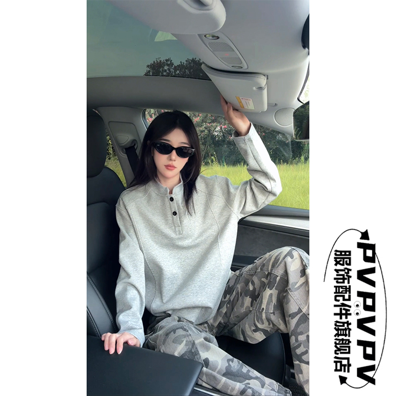 【运费补贴+8小时现货】亨利领长袖t恤男秋冬内搭重磅加绒加厚卫衣