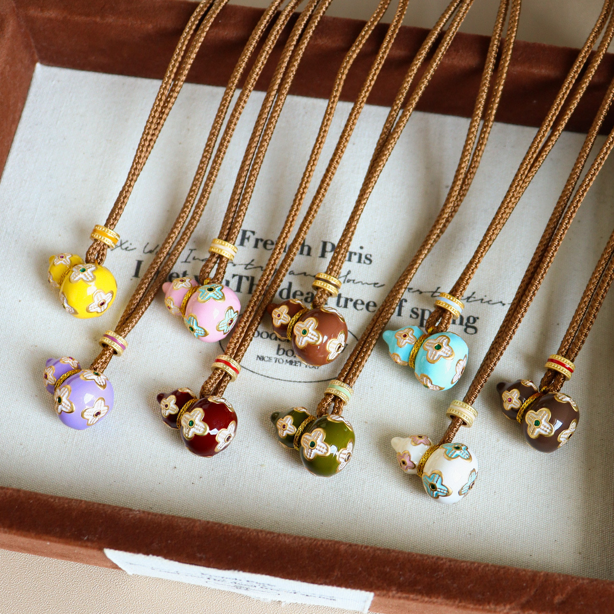 铜合金项链 鼎溢复古精致微镶滴油葫芦四叶草项链配饰女轻奢yup