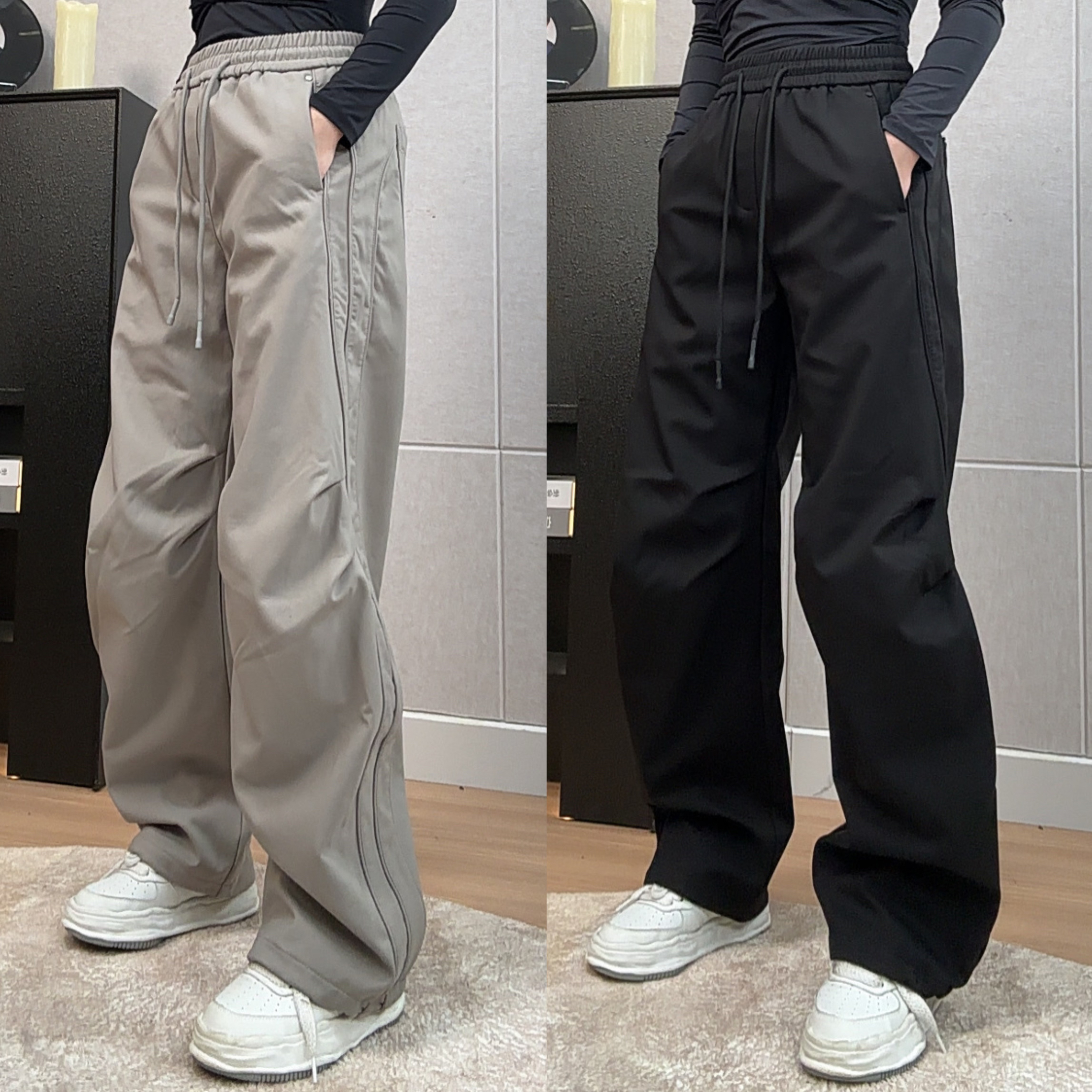 运动防风保暖弯刀休闲裤卫裤松紧腰美式冬季立体剪裁休闲裤