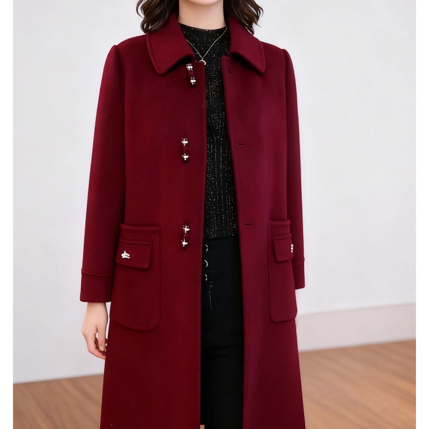 波司断码爆款断码时尚棉服外套中长款冬季新款女装洋气保暖毛呢大