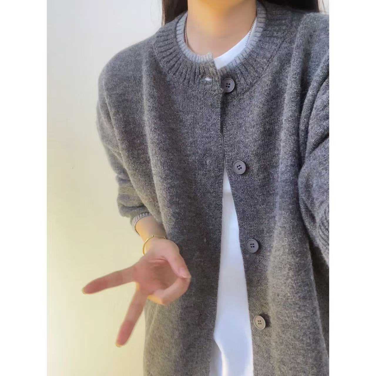 美式复古假两件双层领针织毛衣男款秋季慵懒风高级感休闲开衫外套