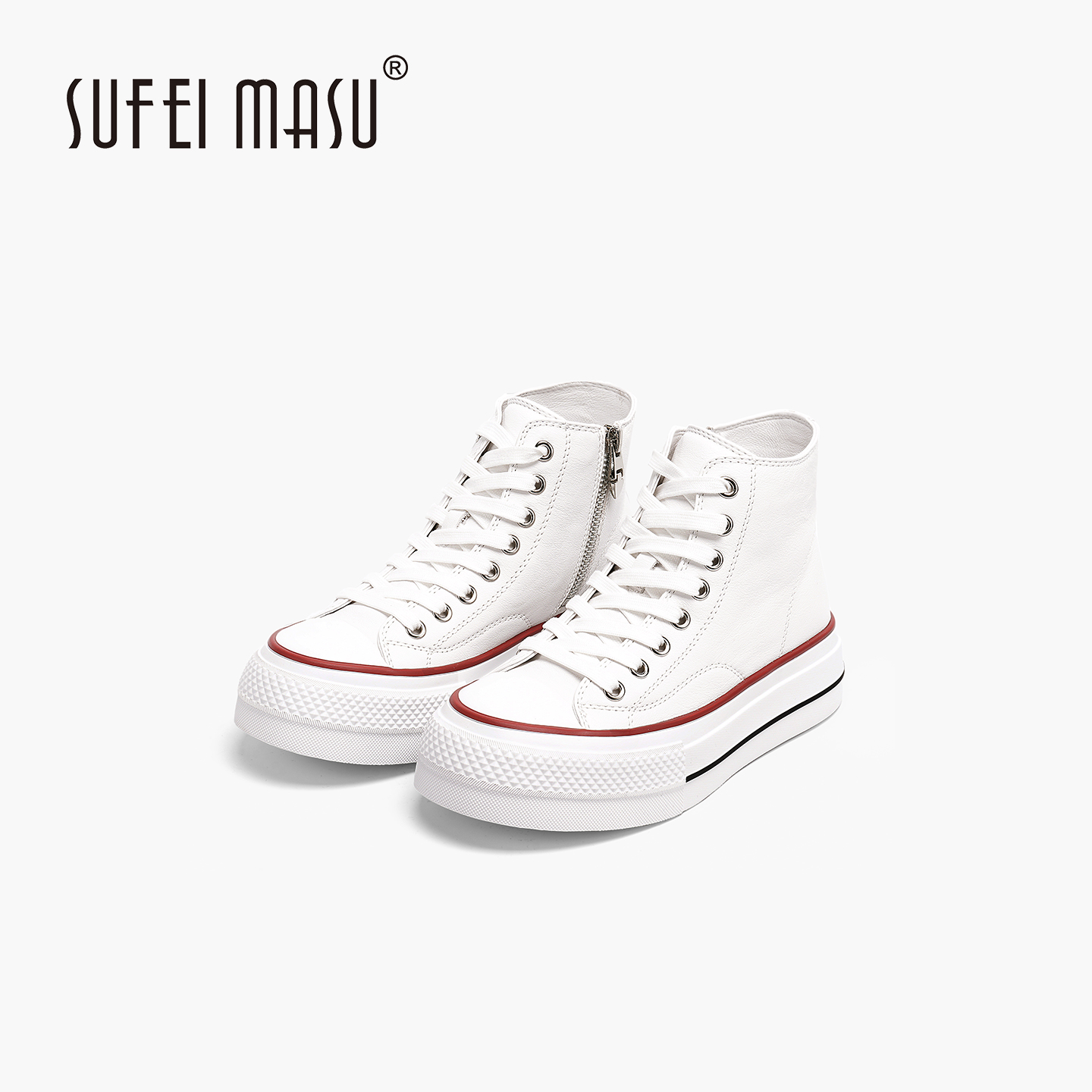 苏菲玛素四季百搭女鞋时尚真皮舒适防滑增高轻便板鞋小白鞋3775