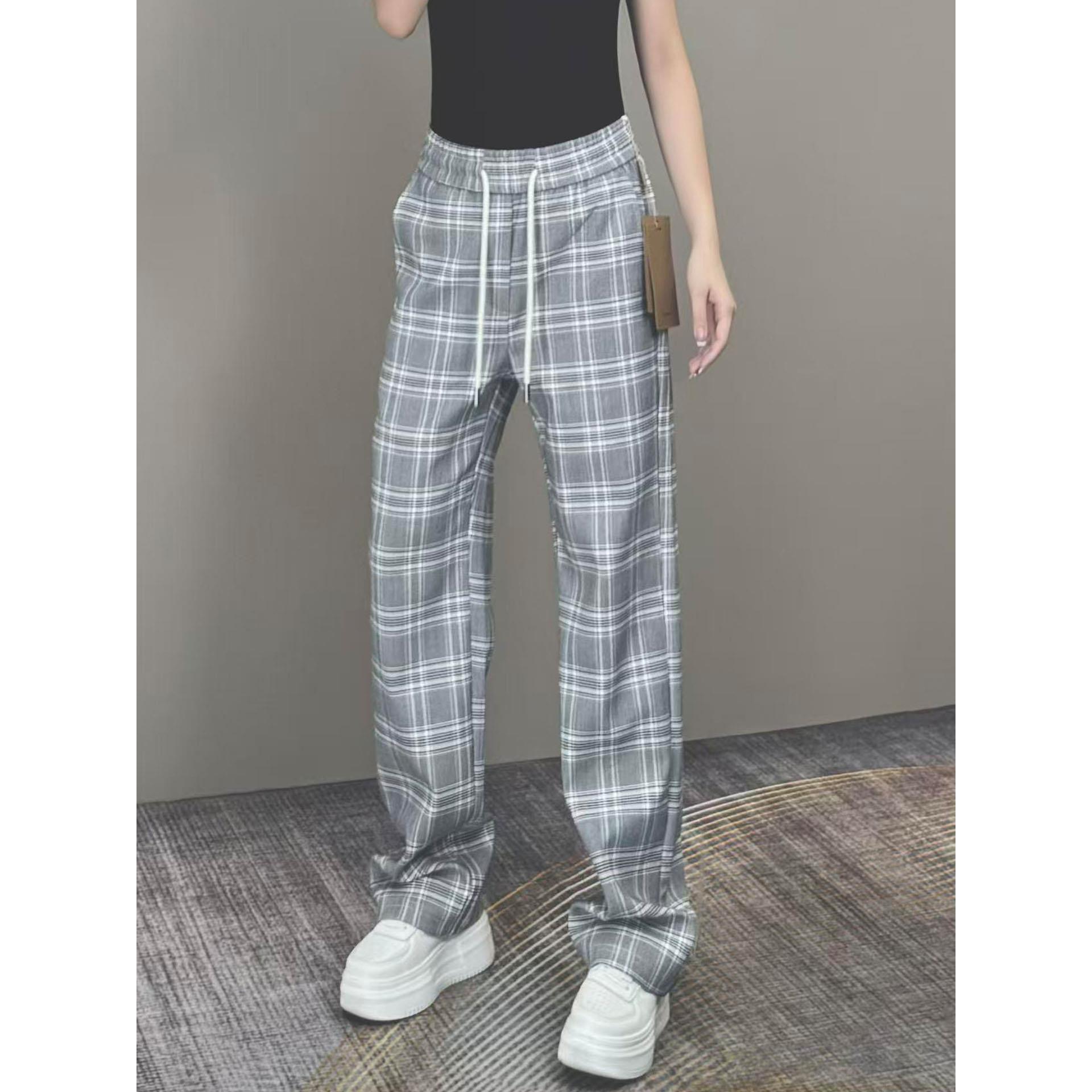 欧货格子男士休闲裤秋季新款高档潮流百搭直筒裤轻奢时尚宽松长裤