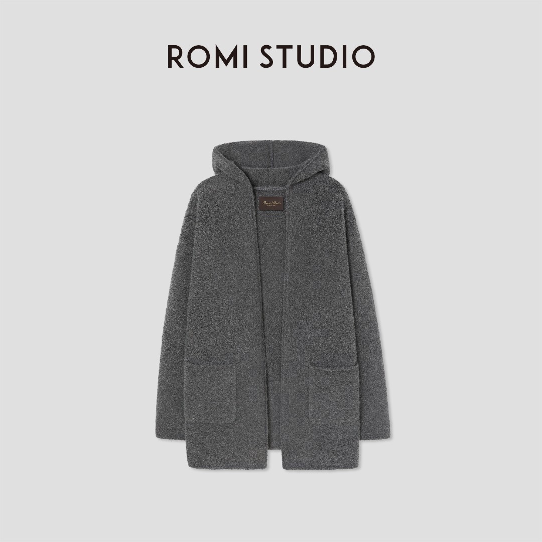 ROMI STUDIO“温暖过冬”康宝莱绵羊毛绒感厚款连帽开衫RW24AS91383
