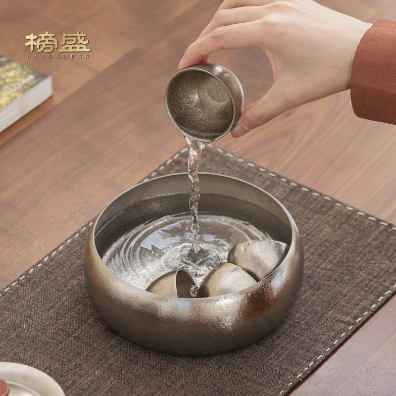 榜盛纯钛茶洗大号家用高端笔洗茶具茶道配件茶盏杯洗水盂茶渣缸