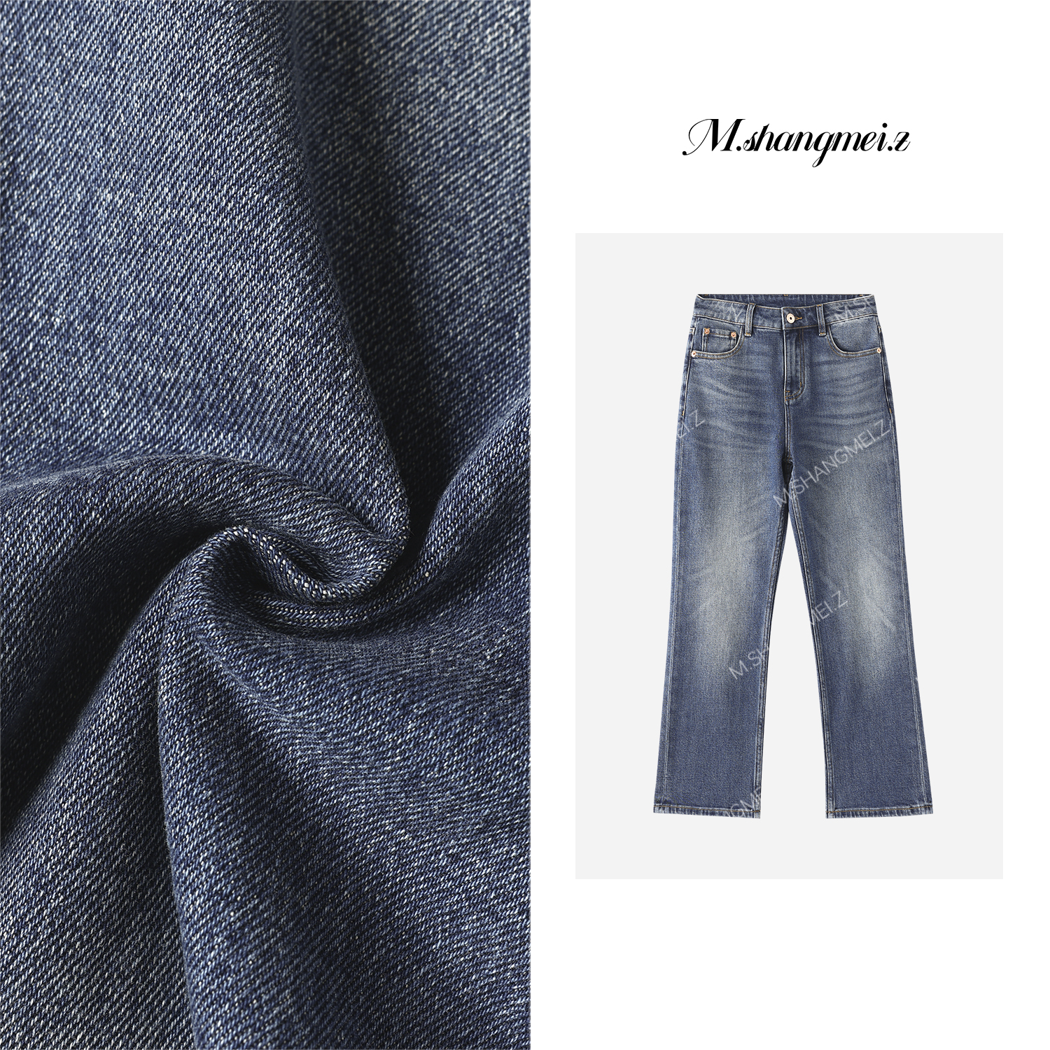 M.SHANGMEI.Z/沐熙【都市蓝调】美大哥时尚潮流直筒牛仔裤X082911