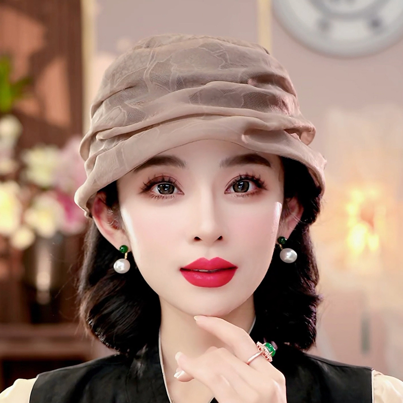 布塔花萝帽子女春夏遮阳帽桑蚕丝轻奢鸭舌帽优雅妈妈春夏PT0693