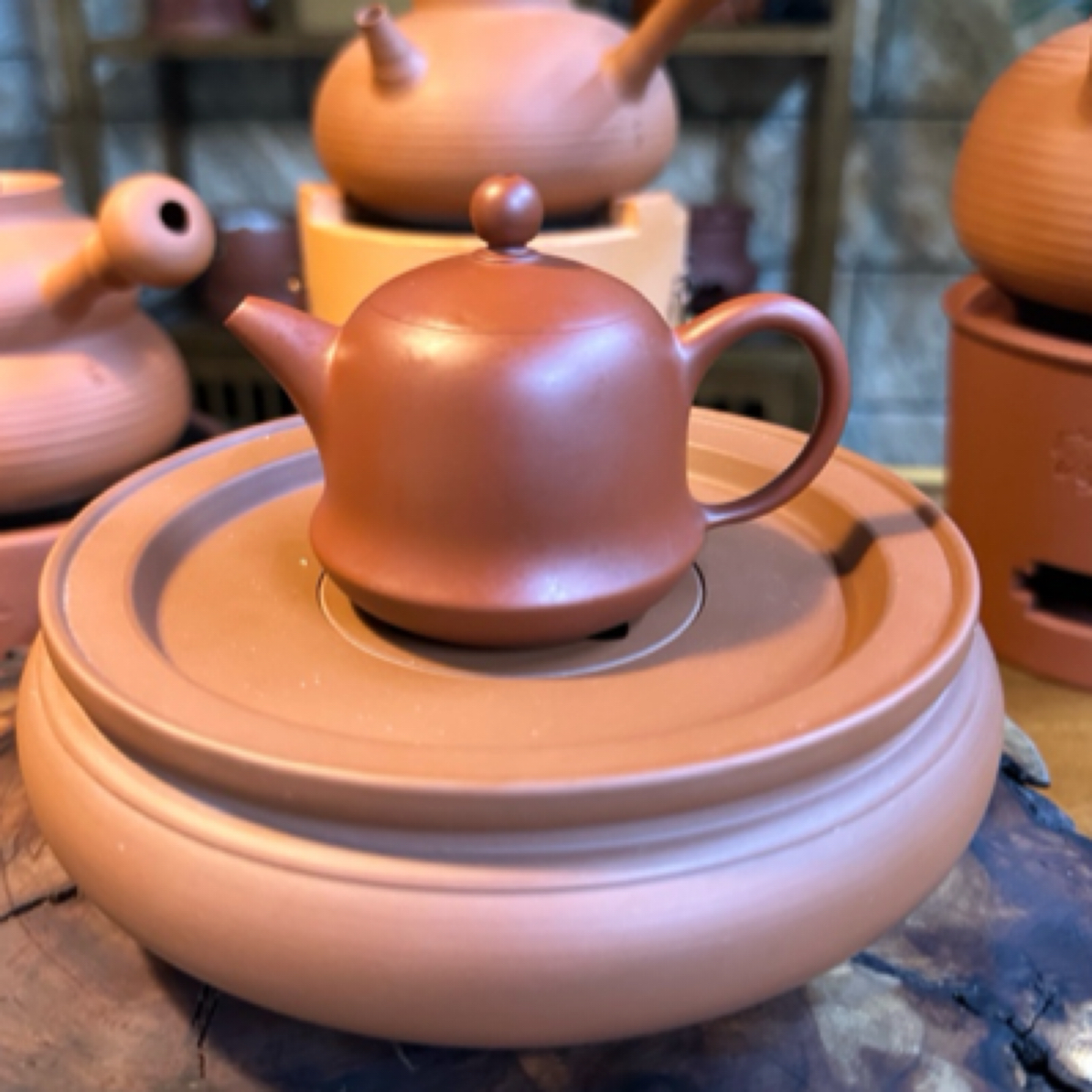 蔡家鸿全手工朱泥正宗潮州手拉壶潮州手拉朱泥壶纯手工家用茶具