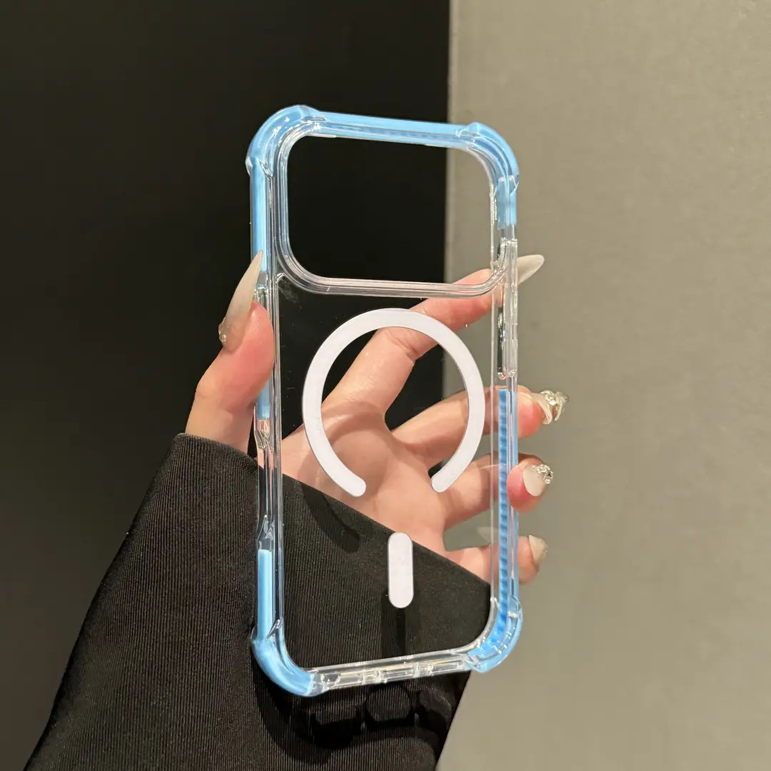 四角气囊防摔磁吸适用苹果17promax手机壳iPhone16pro简约15透明