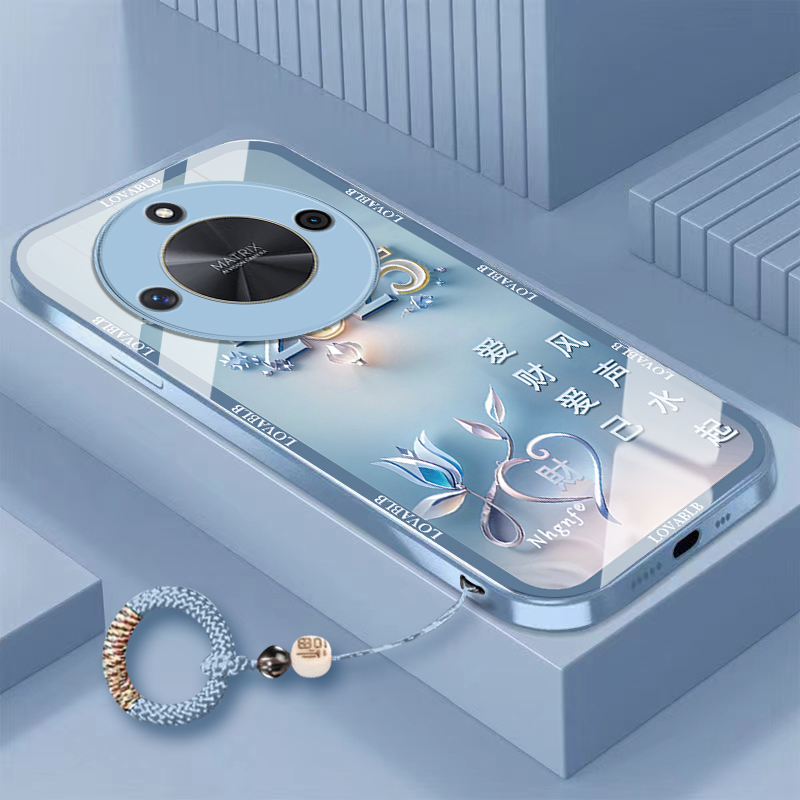 爱财爱己荣耀X50手机壳ALI-AN00全包防摔耐脏玻璃壳新款高级感