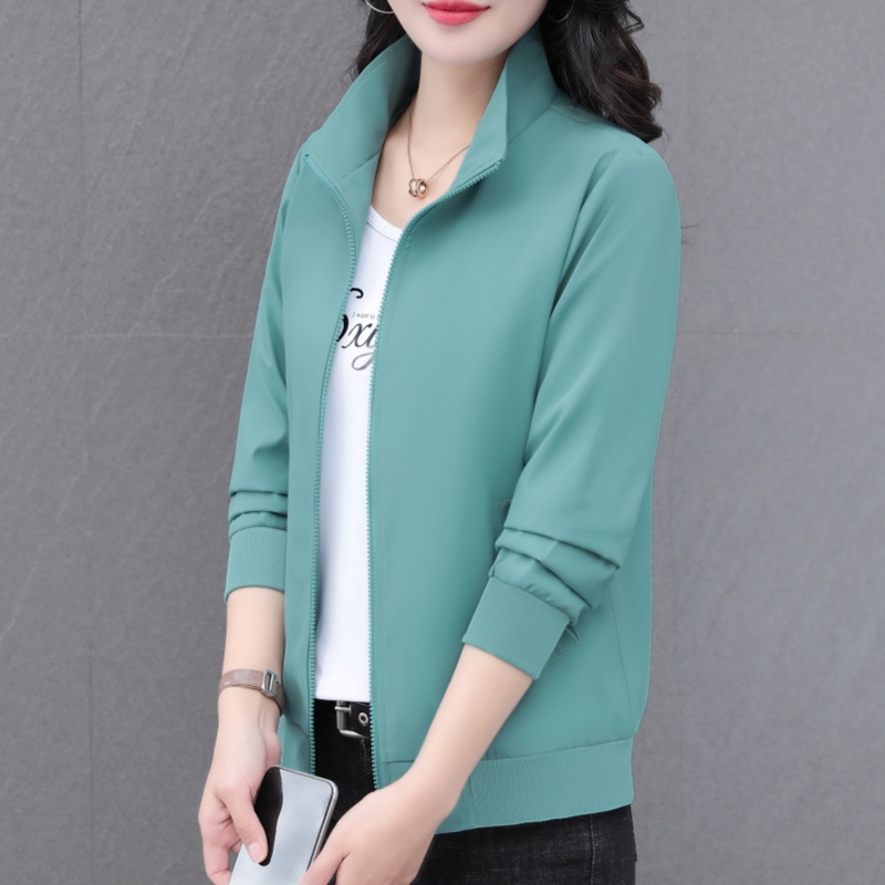 短外套女春季秋2025新款减龄妈妈装简约时尚洋气立领夹克休闲上衣