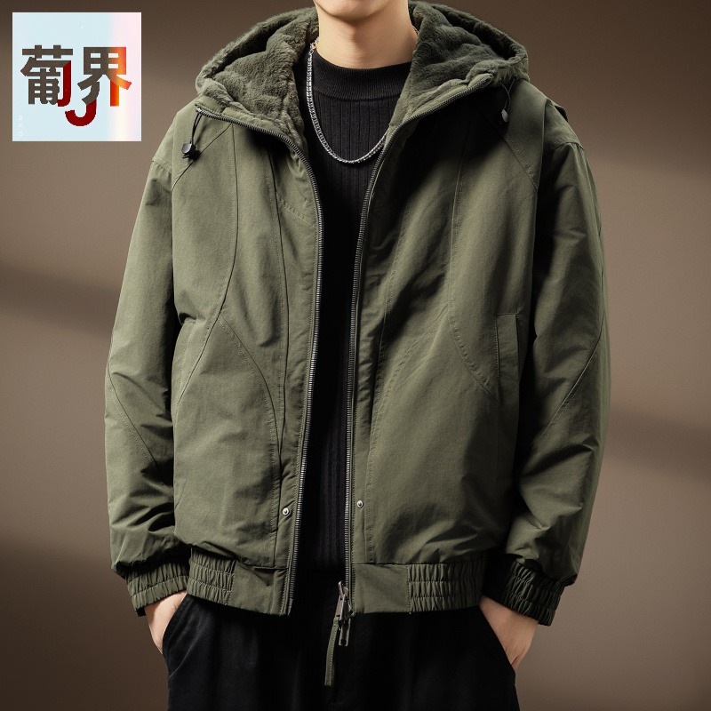 【双面穿】高端座山雕一体仿貂绒连帽棉服男士秋冬棉衣保暖外套男