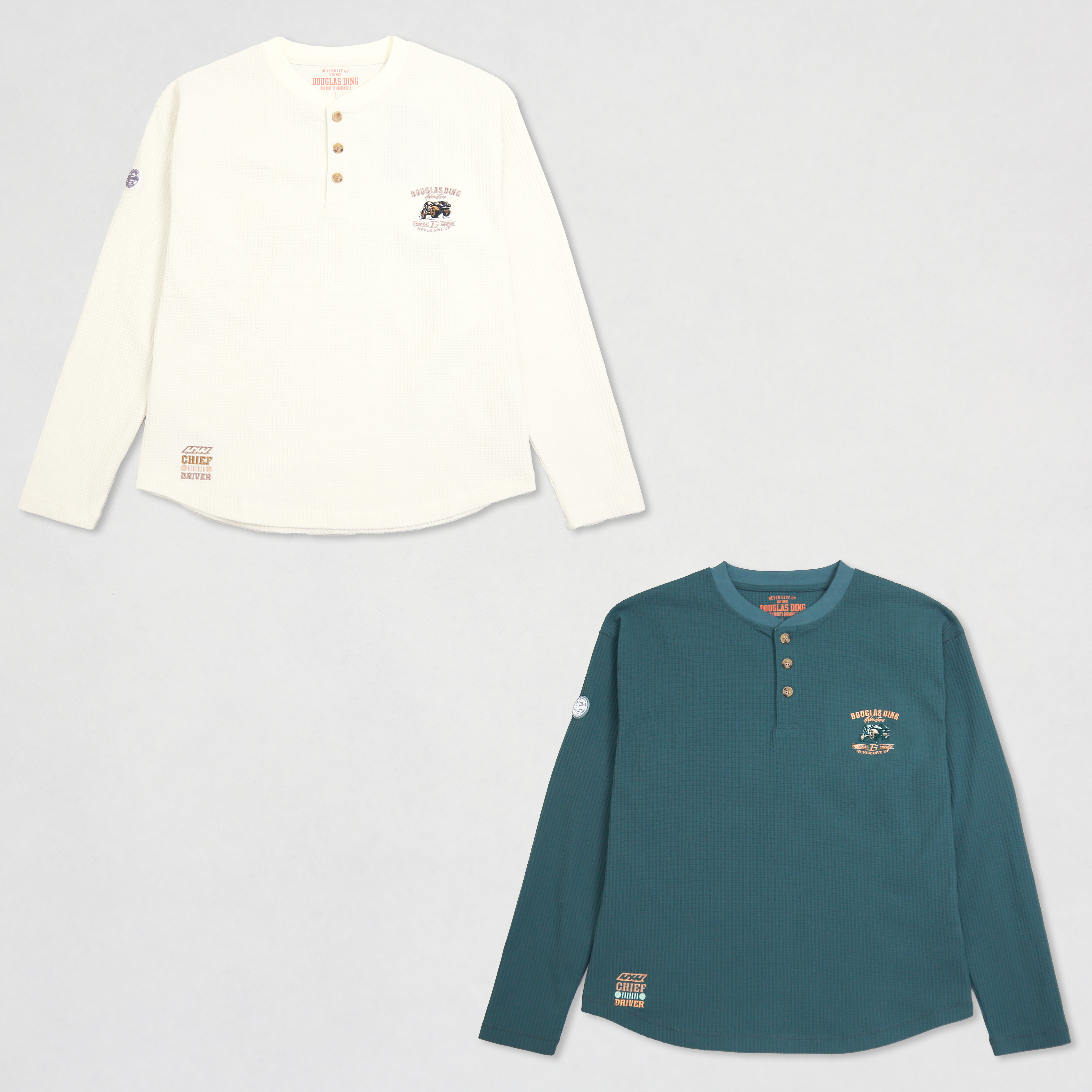 【道格拉斯】绿白色吸湿速干轻量户外透气休闲套头圆领长袖T恤DD370