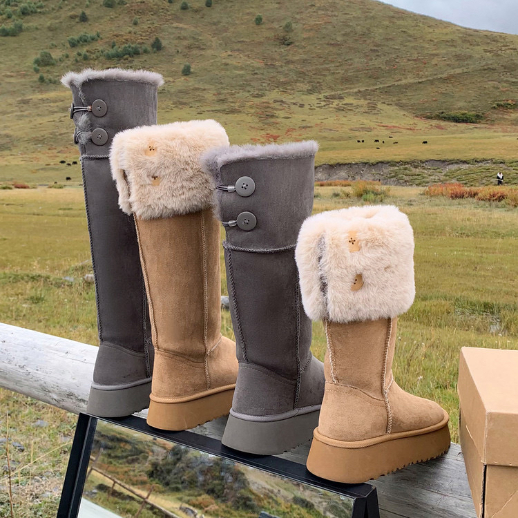 爆款长筒雪地靴女冬季新款厚底加绒保暖修腿型显瘦不过膝长靴