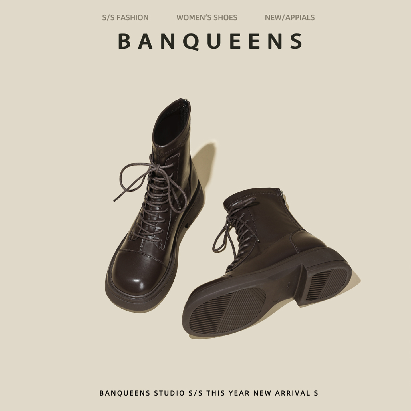 真皮版！半曲马丁靴女2024新款冬季加绒英伦厚底小个子显瘦短靴女