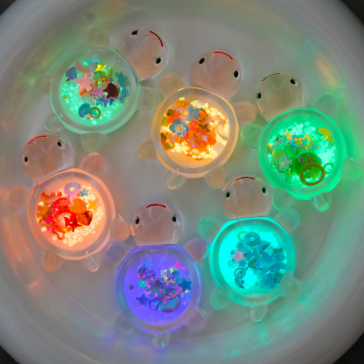 【奖励礼物】透明亮片夜光乌龟diy仿真动物儿童乌龟对对碰玩具摆件