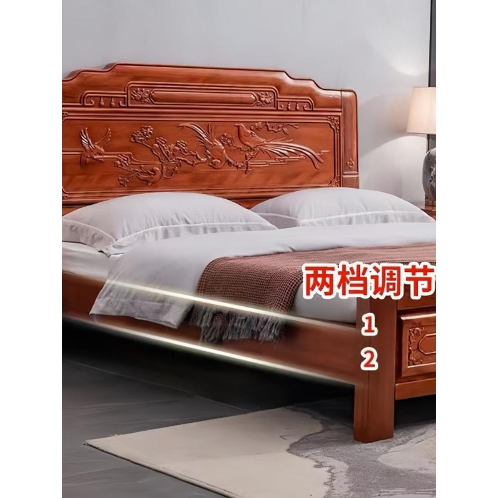 优品梨木中式榫卯结构实木床1米5全实木1米8加厚2米双人床1米2