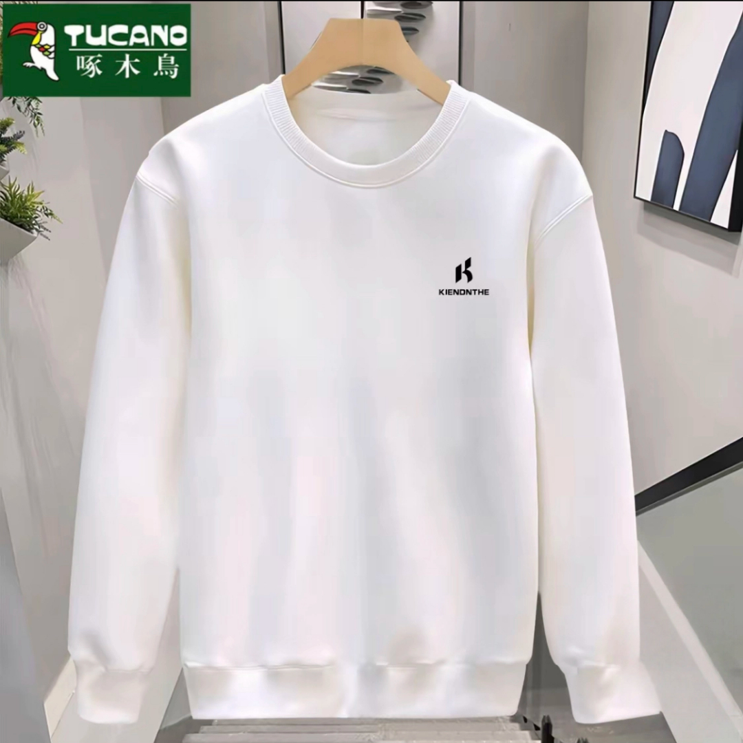 啄木鸟秋冬重磅圆领卫衣男潮流百搭ins套头百搭青年简约运动上衣