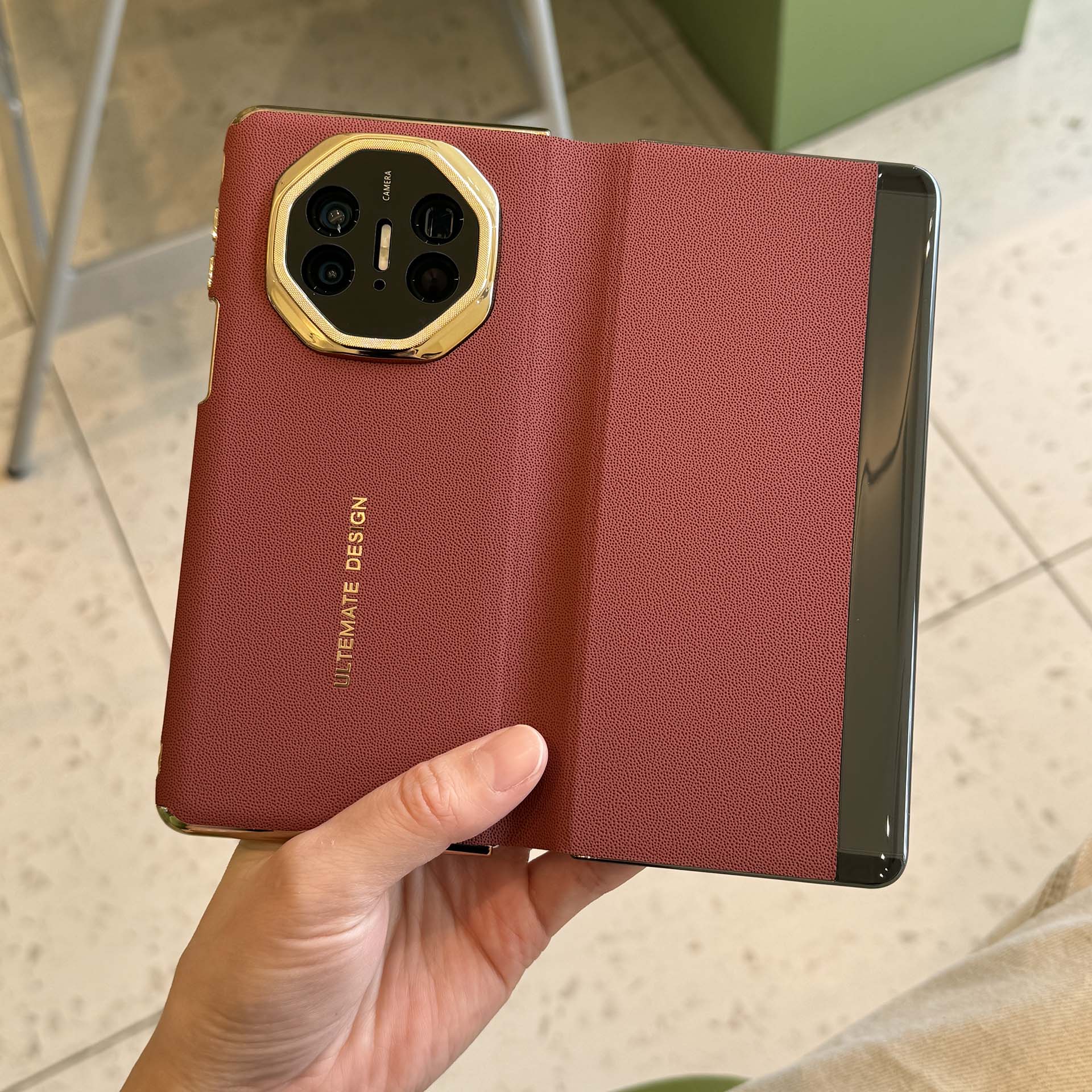 适用华为matex5折叠手机壳mateX6侧包边智能翻盖全包皮套奢华素皮