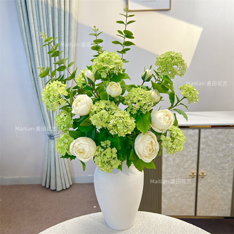 高端木绣球仿真花3头绢花假花餐桌茶几摆放家居装饰花艺软装摆件