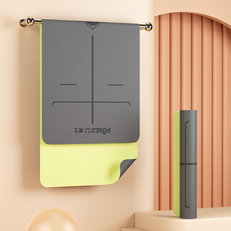 [1.5mm轻薄可折叠]甫士天然橡胶表面磨砂黄底防滑折叠体操瑜伽垫