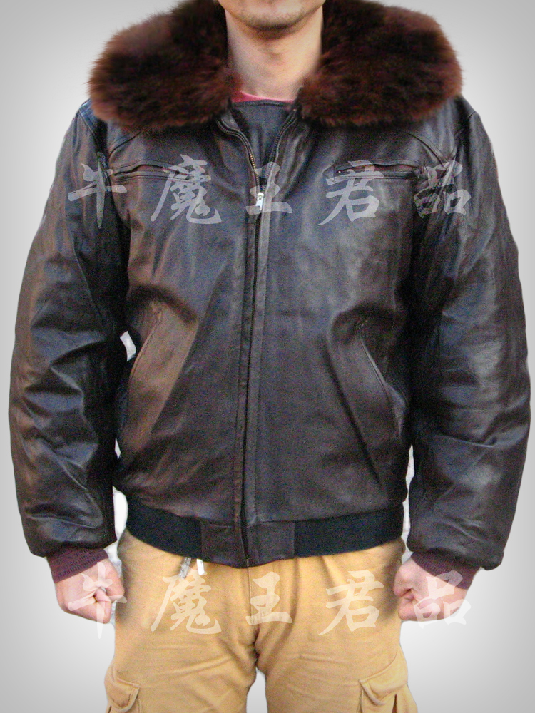 貉绒毛领59式冬飞防寒皮夹克毛领冬季棕色冬飞冬季皮衣加厚皮甲克