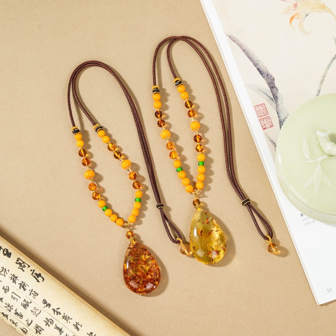 【云上叙】花珀DIY吊坠-多样性发其一-随形-V14897-M（甄选）