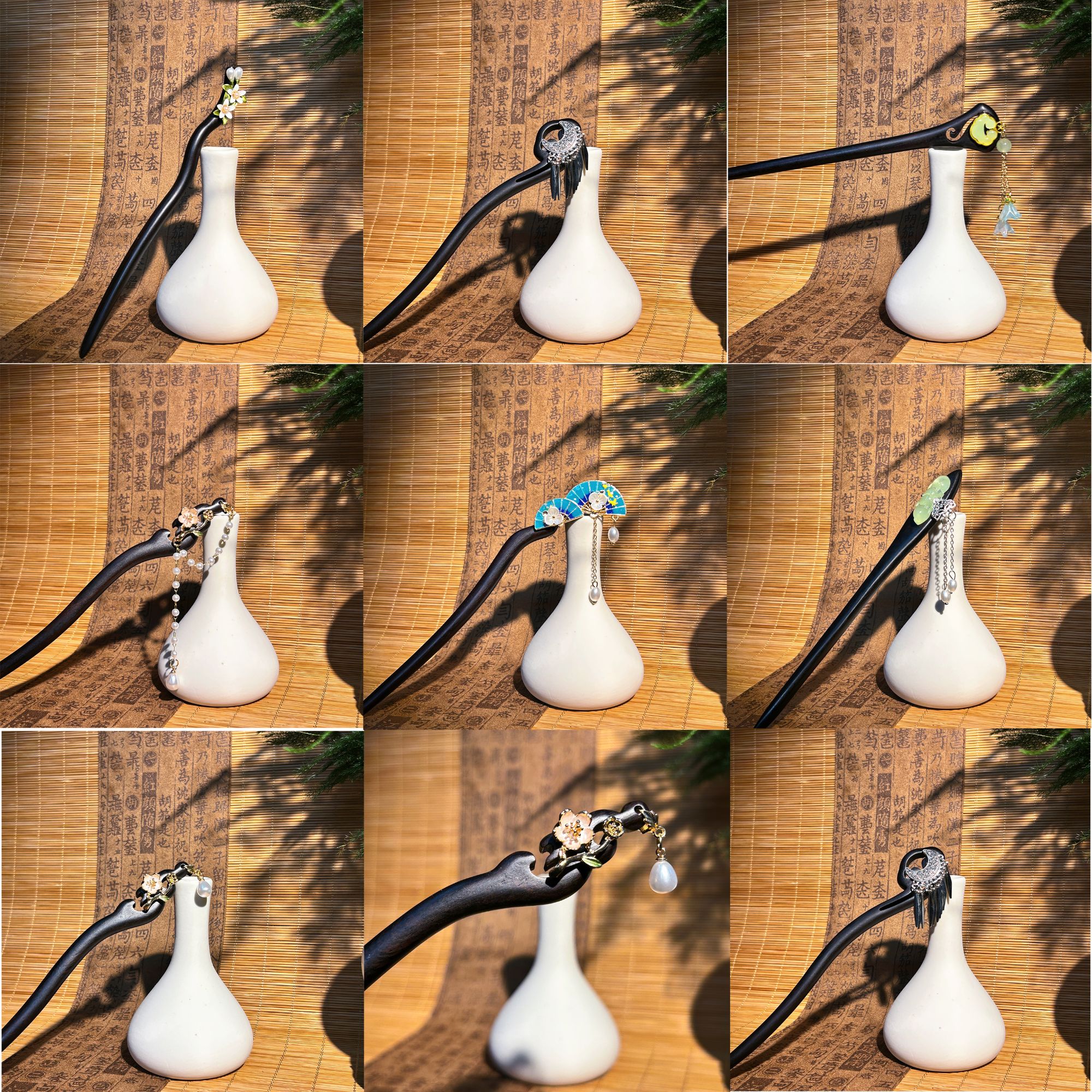 真檀木发簪硬木质感气质流苏发簪古风百搭发簪子古风发簪