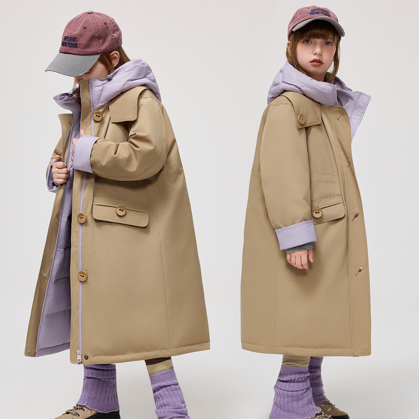 巴拉巴拉男孩女孩冬季新款羽绒服儿童长款中大童保暖男女两面穿