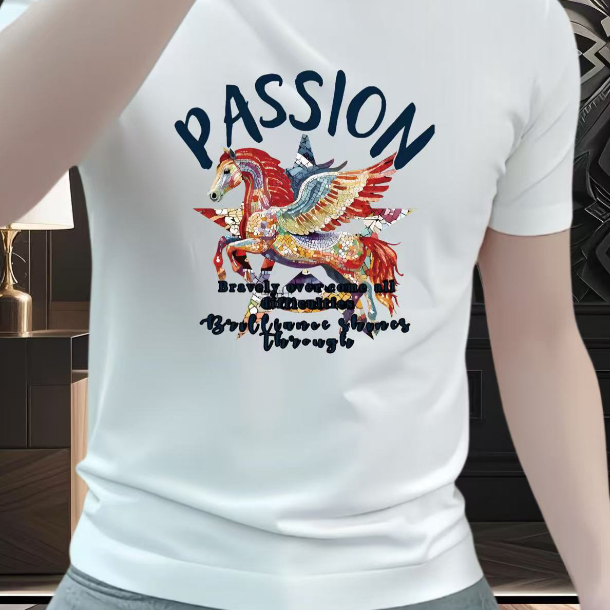 2025夏季新款男士潮牌帅气修身圆领短袖T恤