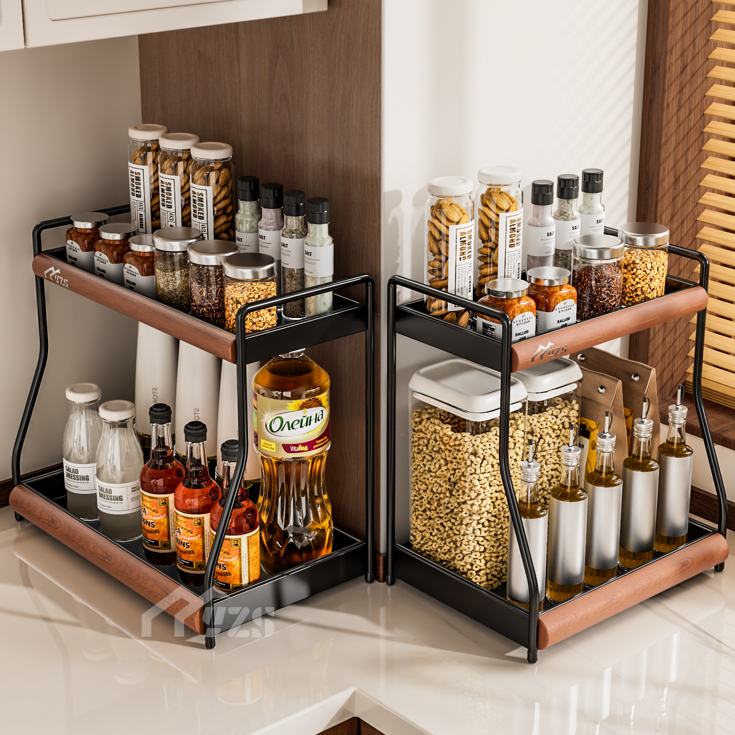 调料品置物架厨房双层家用台面多功能调味料放油盐酱醋的收纳架子