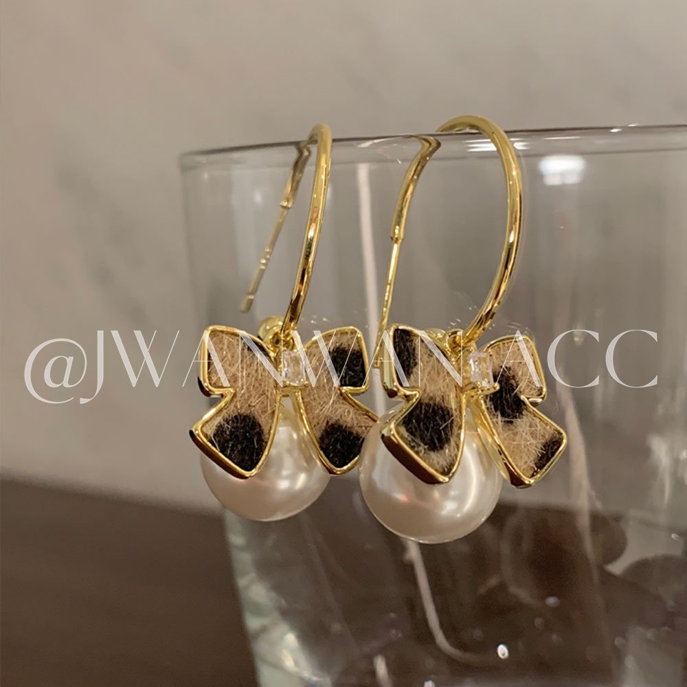 铜合金耳饰 摩卡棕蝶~渐变棕蝴蝶吊坠海珠耳环