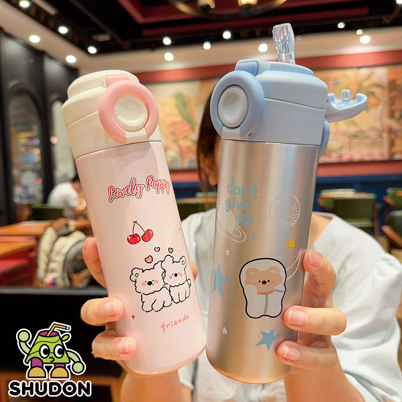 双饮保温杯女500ml可放书包两侧可爱学生女生上学316钢保温水杯壶