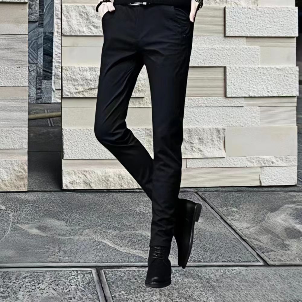 春季新款男士黑色休闲西裤商务修身弹力九分小脚裤长裤子网红潮牌