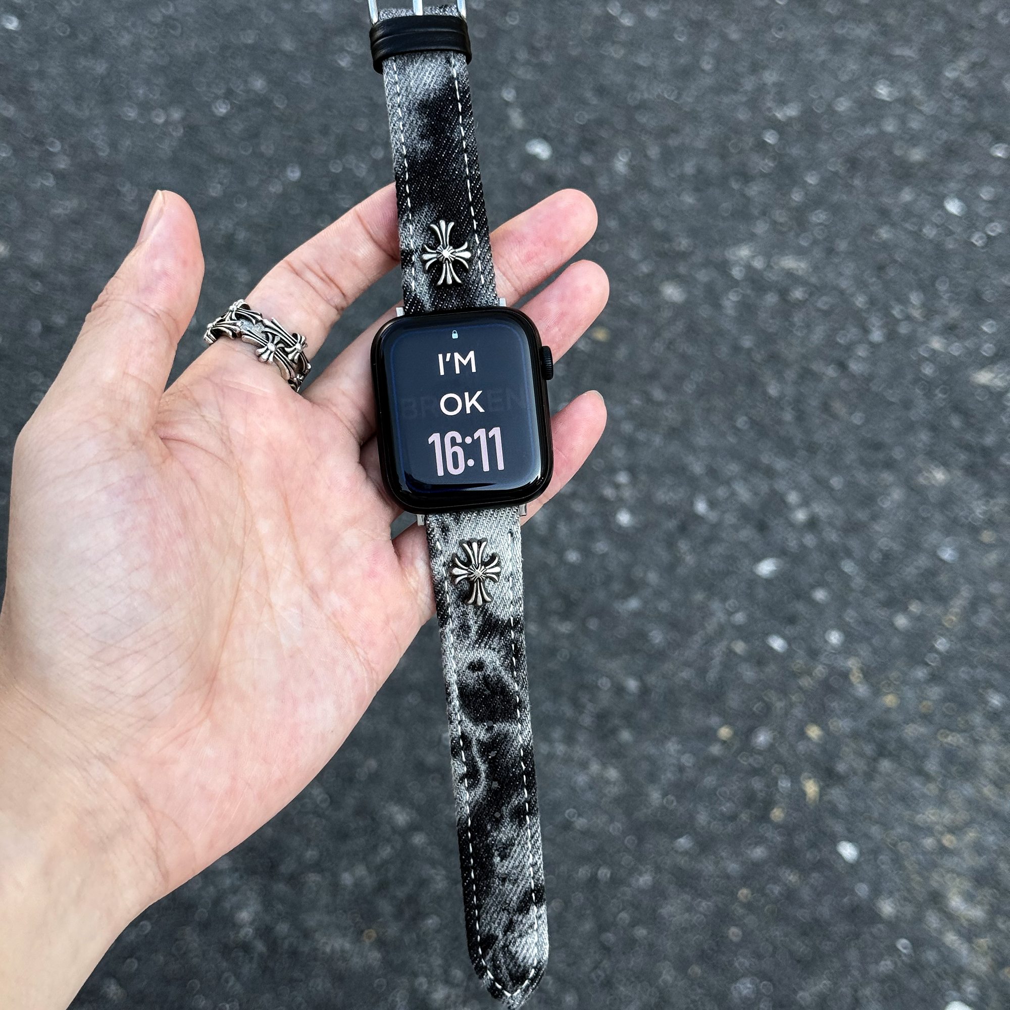 适用于苹果手表IWATCHS11帆布真皮表带克罗同款S10/987SE/ULTRA